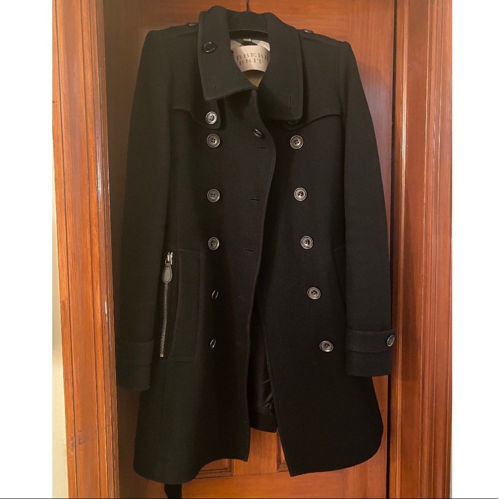 Burberry Brit Funnel Neck Wool Coat